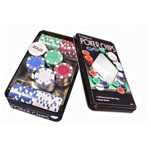Набор для игры в покер в оловянном кейсе (100 фишек) (TC11100)