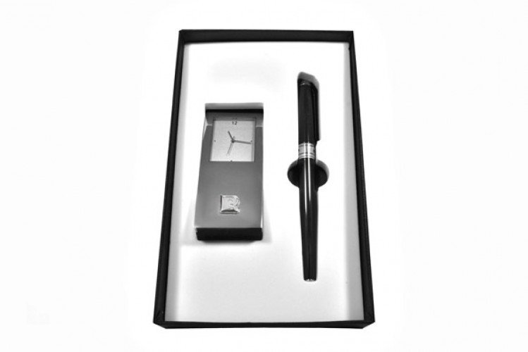 подарочный деловой набор ручка перьевая и часы